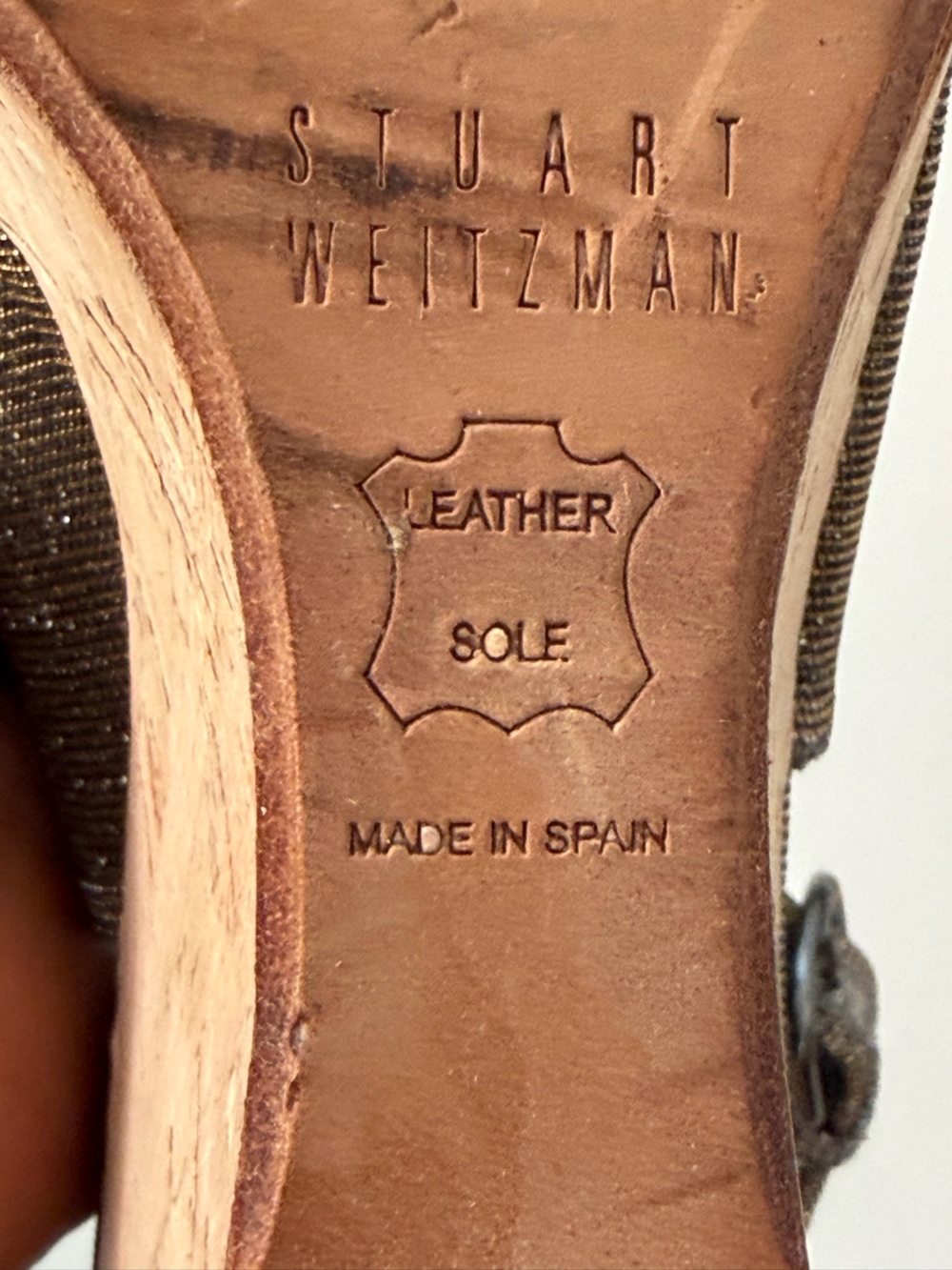 Stuart Weitzman Cork Wedge Slingback Peep Toe Shoes Bronze Metallic Size 7.5M - Picture 6 of 12